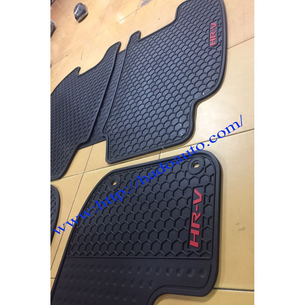 Thảm lót sàn cao su 3D cho xe Honda HRV 2018-2023 không mùi, dễ vệ sinh-Mẫu 3 tổ ong chữ đỏ