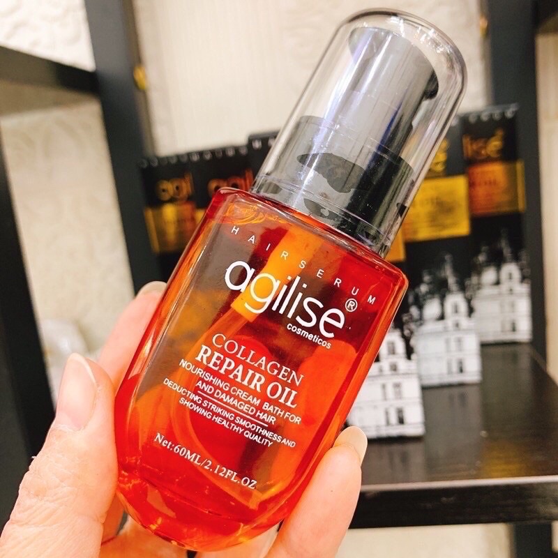 Tinh Dầu Dưỡng Vuốt Tóc AGILISE COLLAGEN 60ml - Giúp Tóc Vào Nếp, Phục Hồi Hư Tổn