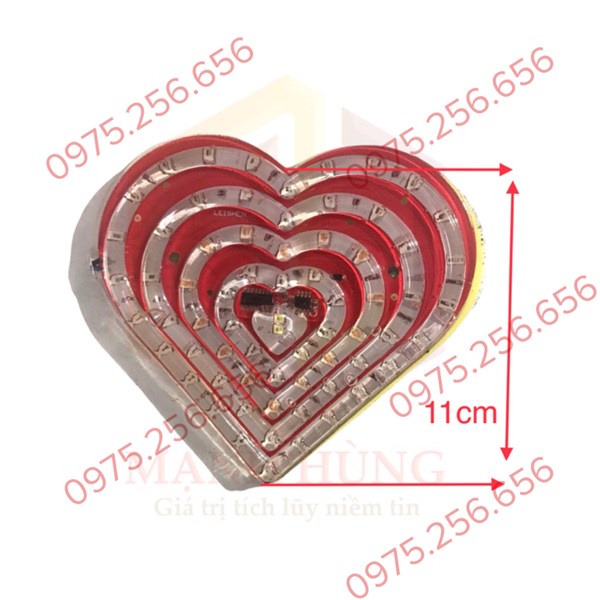 đèn led xoay 7 mầu Trái Tim 12V 8cm đèn trang trí ô tô xe tải phụ kiện đèn