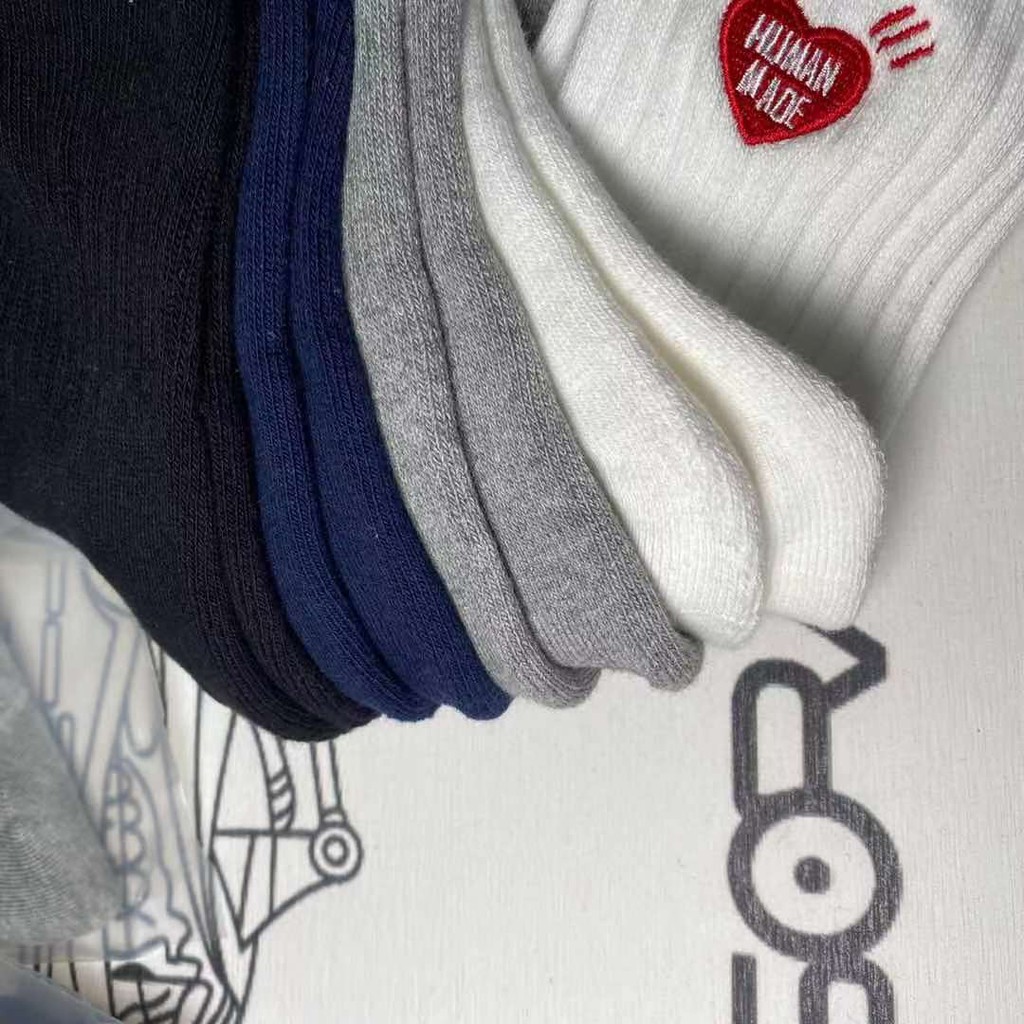 Human made Tất Vớ Thể Thao Cotton Cổ Cao Vừa Thêu Hình Động Vật / Gấu Bắc Cực / Heo Bay Phong Cách Nhật Bản Hợp Thời Trang