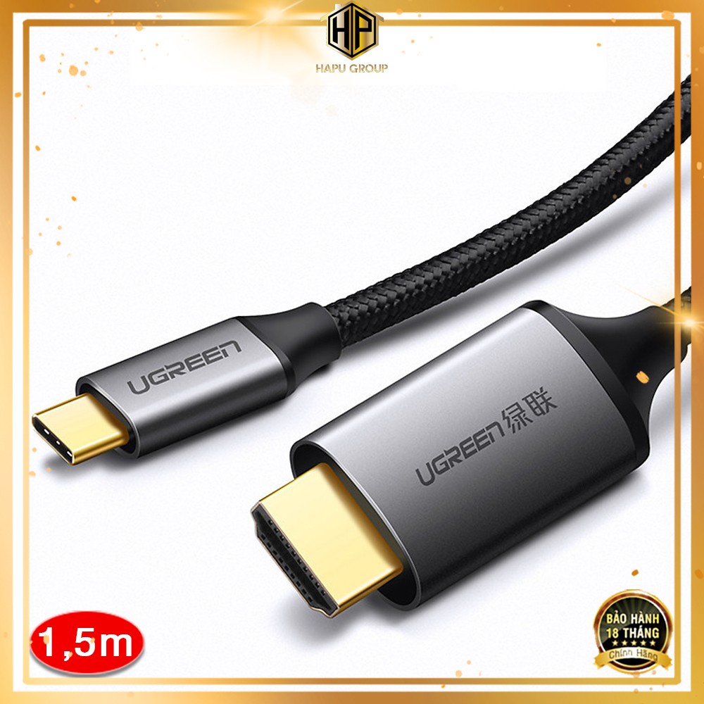 Cáp USB Type C sang HDMI Ugreen 50570 dài 1,5m độ phân giải 4K cao cấp - Hapugroup