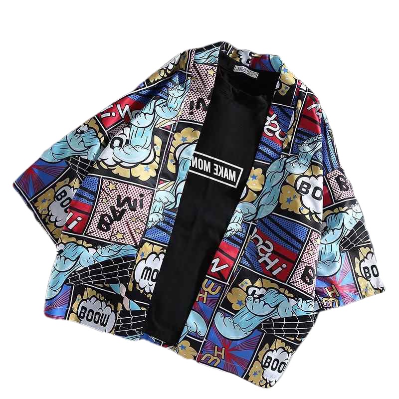 Áo Khoác Kimono Tay Lỡ Dáng Rộng Phong Cách Harajuku Nhật Bản Thời Trang Cho Nam Và Nữ