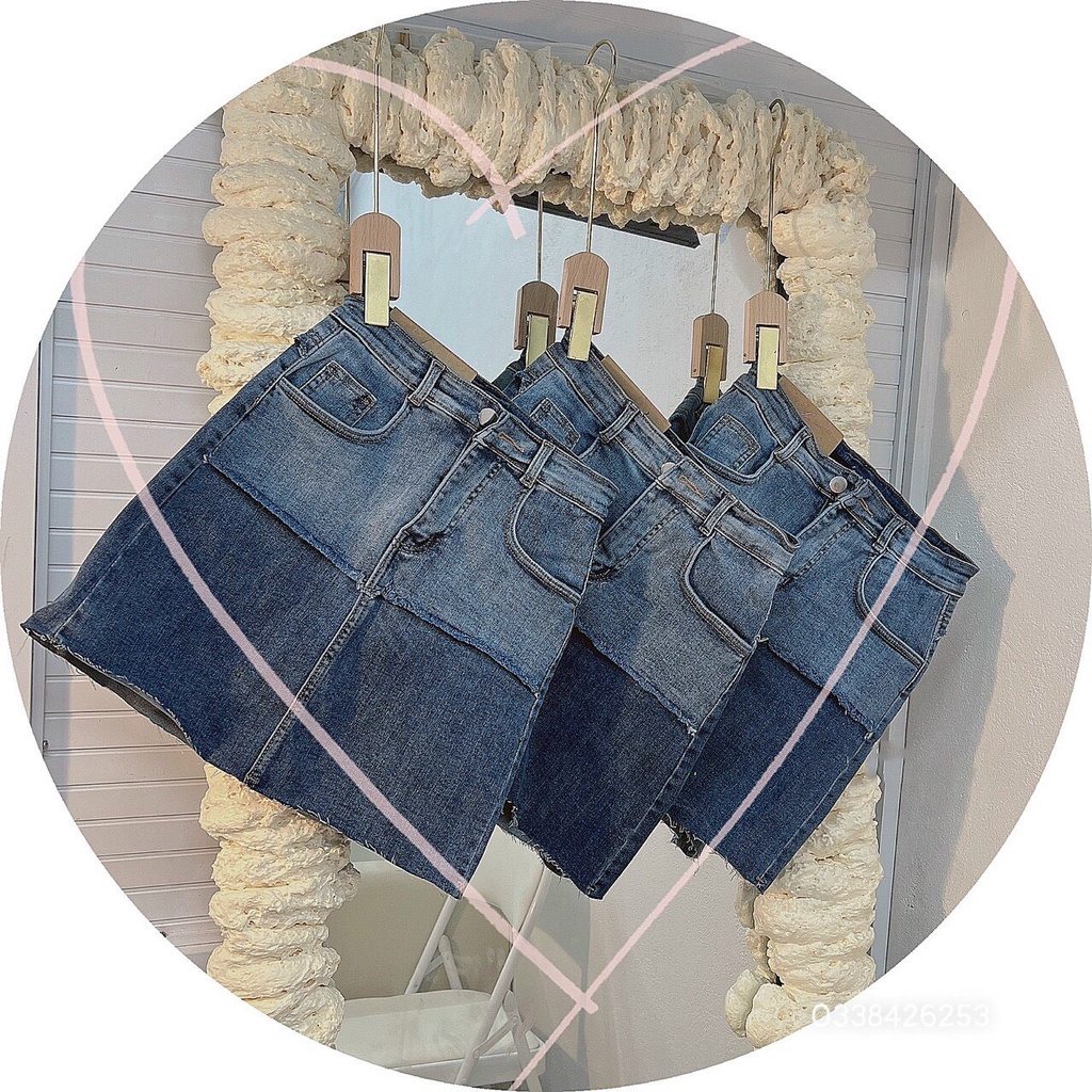Chân váy Jeans giãn phối màu hàng Quảng Châu cao cấp NAMISA CV04