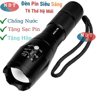 Đèn Pin Siêu Sáng T6 Cầm Tay Mini Cao Cấp Có Hộp Hợp Kim Chống Nước Kèm Sạc Siêu Tiện Dụng