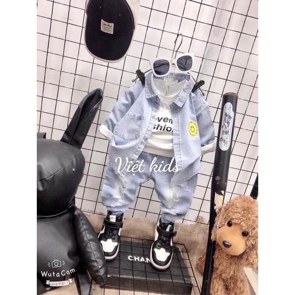 Set bộ bé trai❤️Set áo sơ mi kèm quần cho bé trai