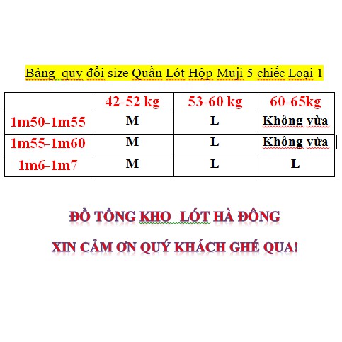 Quần lót màu trơn chất đúc lạnh hộp 5 chiếc