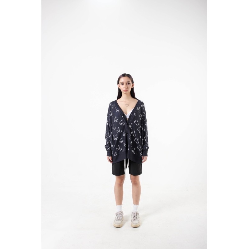 ÁO KHOÁC DÀI TAY CARDIGAN NAVY MONOGRAM / UNISEX | BigBuy360 - bigbuy360.vn
