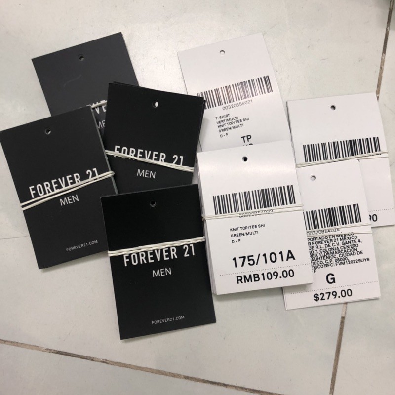 Set 50 Cái Tag Giấy - Thẻ Bài Giấy F21 MEN Đục Sẵn Lỗ Tròn Đủ Size Đủ Mẫu Chuẩn Xuất Dư