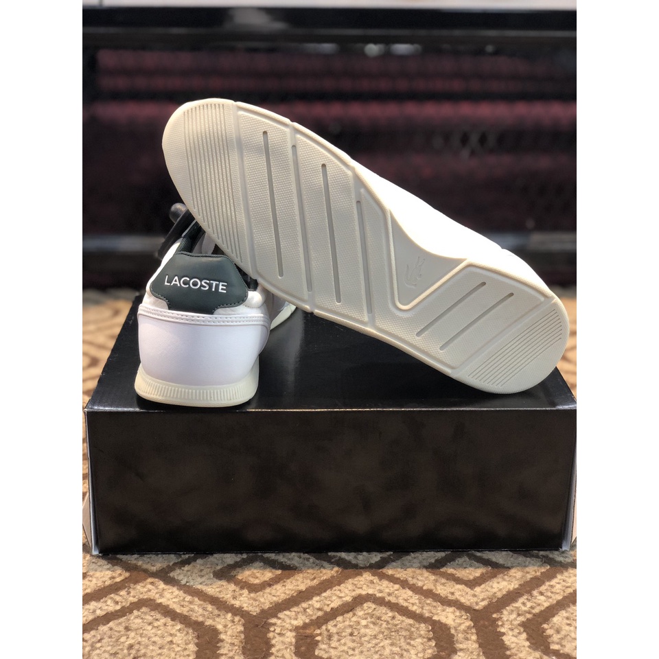 Giày sneakers trắng Lacoste nam chính hãng, giày da thật nam cá sấu màu trắng - Size 41, 43