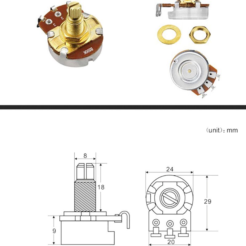 ✿ Chiết Áp Loại Dài A500K Cho Đàn Guitar Điện