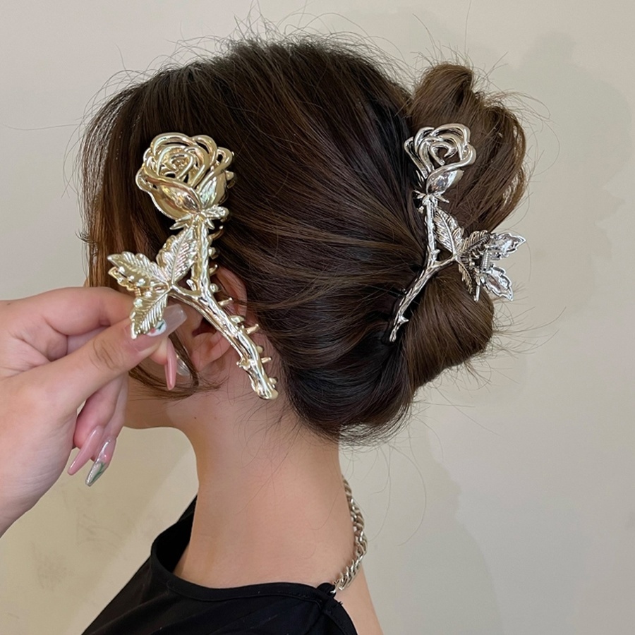 Kẹp Tóc Hoa Hồng Kim Loại Thời Trang Cho Nữ