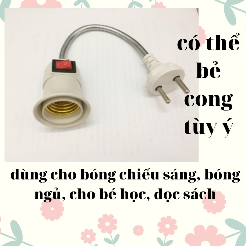 Đui Đèn Lò Xo Xoay 360 Độ Kèm Công Tắc