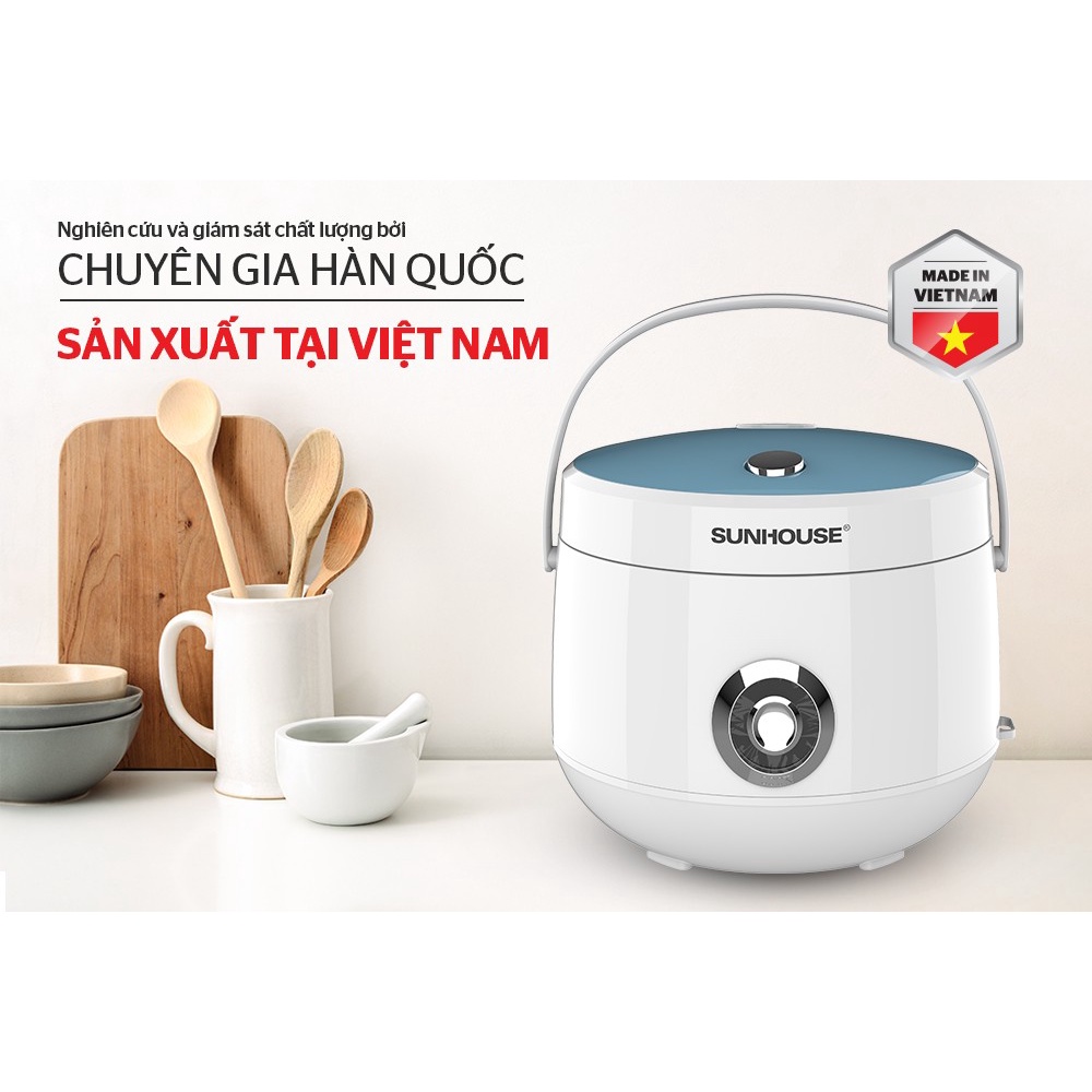 Nồi cơm điện 1.8L Sunhouse SHD8606, Công suất 700W, Lớp chống dính Whitford (USA), Sản xuất Việt Nam, bảo hành 12 tháng