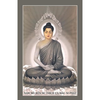 Tranh dán tường Phật Thích Ca in chất liệu PP phủ kim sa cao cấp