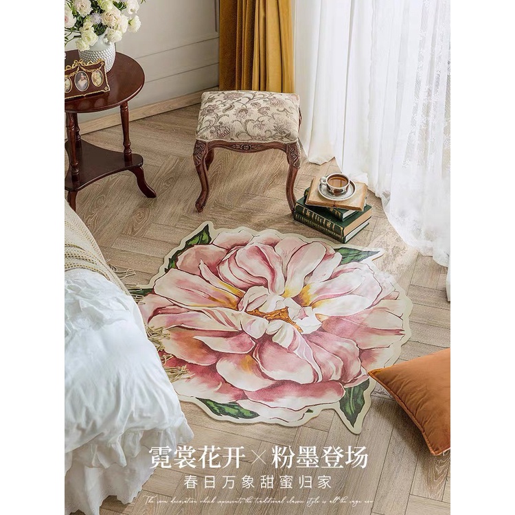 Thảm Lót Sàn Nhà Chùi Chân Mềm Mại Thấm Hút Chống Trượt Hình Bông hoa Decor