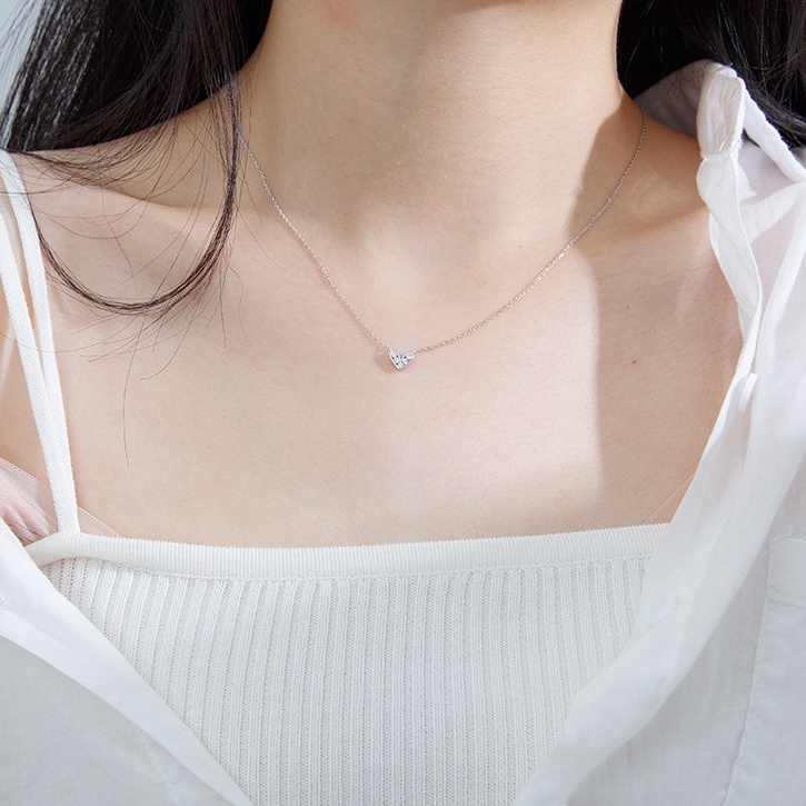 Dây chuyền bạc ý 925 trái tim kim cương nhân tạo nữ