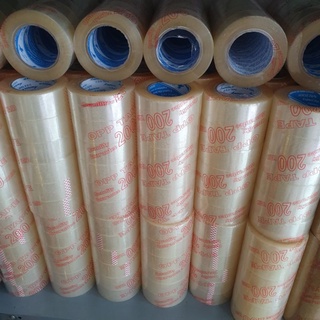 Băng keo 200y siêu dính cây 6 cuộn lõi 4li nặng 2kg giá rẻ 2 loại trong đục dán thùng