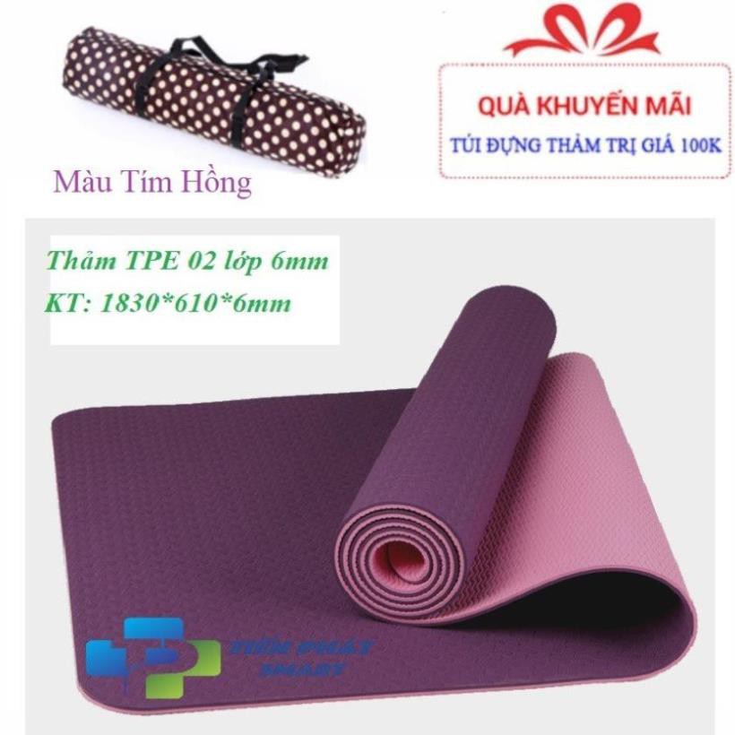 [Free Ship] Thảm Yoga 6mm 2 Lớp TPE -Xanh đen [SALE LỚN]