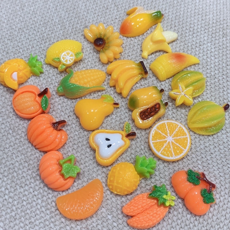 Charm slime/ Dụng Cụ Charm Trang Trí Hình ảnh Sinh động Trái cây Cam Vàng - 01 Cái