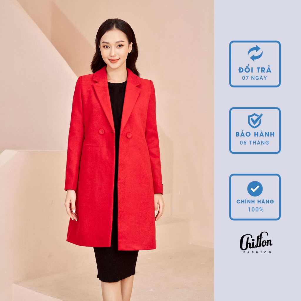 Áo dạ dáng suông túi chéo, Áo dạ cao cấp thiết kế Chiffon