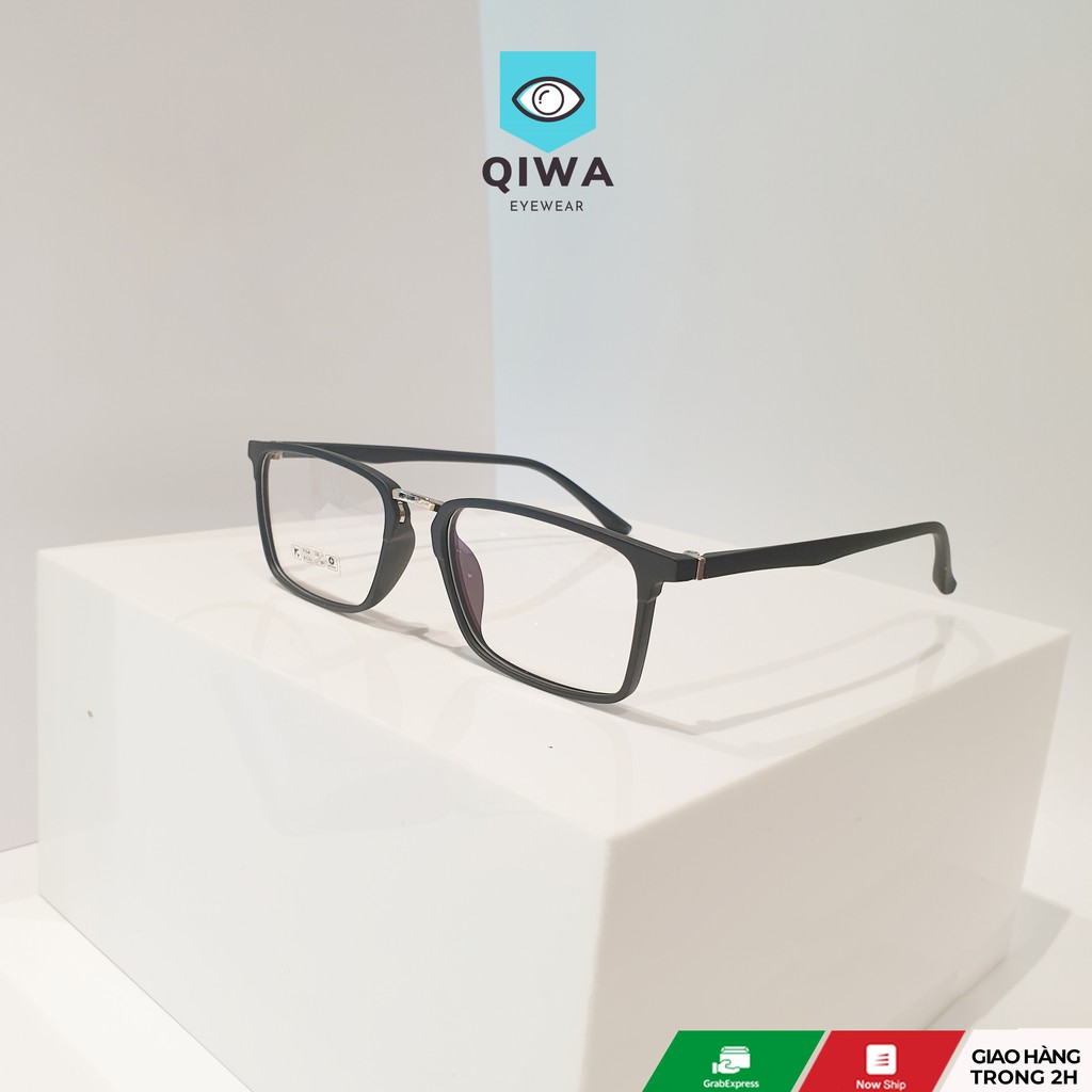 Gọng kính cận nam nữ Qiwa Eyewear, gọng kính mắt nhựa dẻo mắt vuông màu sắc thời trang- 2165