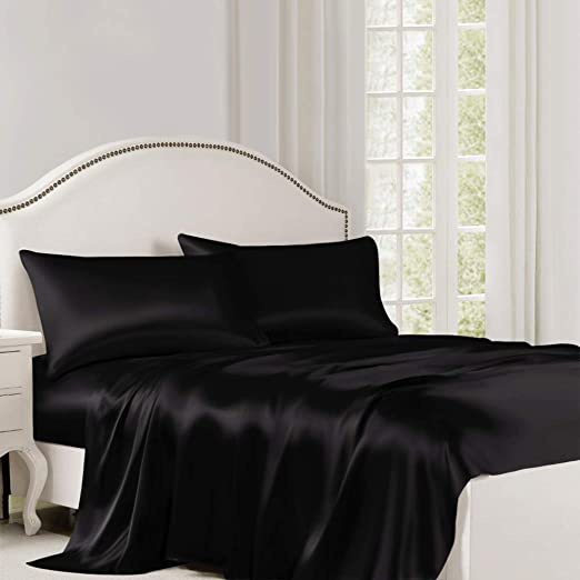(Loại 1) Bộ Ga Gối Phi Lụa 4 Món Cao Cấp Lan Phạm Bedding - Màu Đen