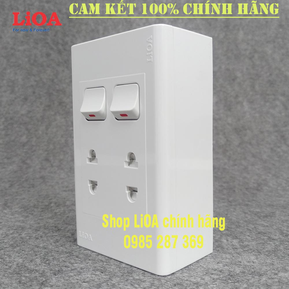 Combo ổ cắm điện LiOA có công tắc và cầu dao chống quá tải LẮP NỔI TƯỜNG [đã bao gồm đế]. Hàng chính hãng