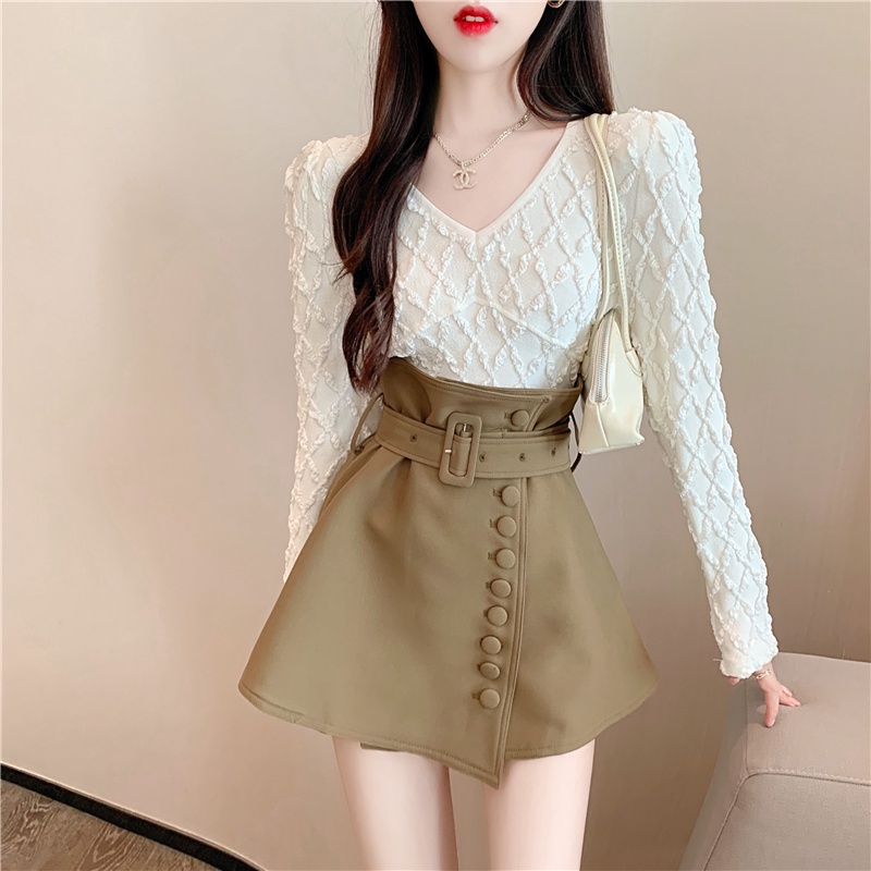 Chân váy lưng cao dáng ôm họa tiết hoa thời trang thu đông