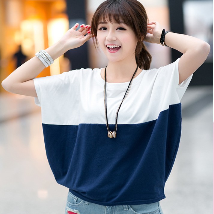 Áo thun tay cánh dơi cổ tròn thiết kế dáng rộng thoải mái A14