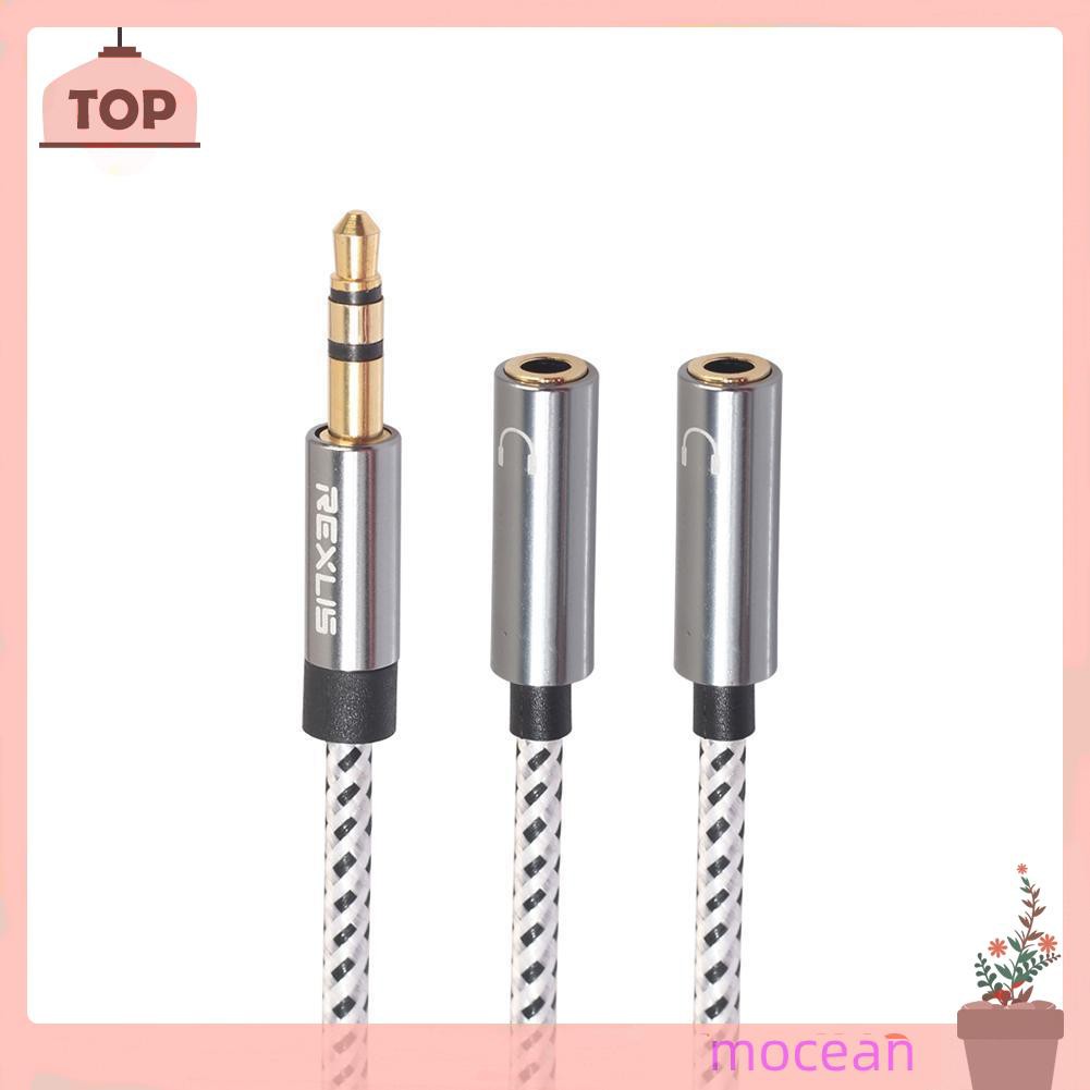 Cáp Chia Âm Thanh 3.5mm Đầu Đực Sang 2 Đầu Cái # 8y