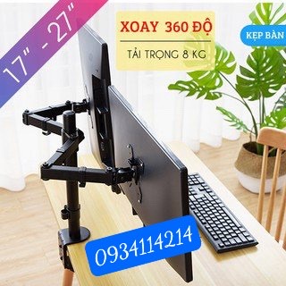 Giá đỡ 2 màn hình Máy Tính Kẹp Bàn, chuyển động Đầy Đủ 360 độ cho màn Hình 10-27inch M052
