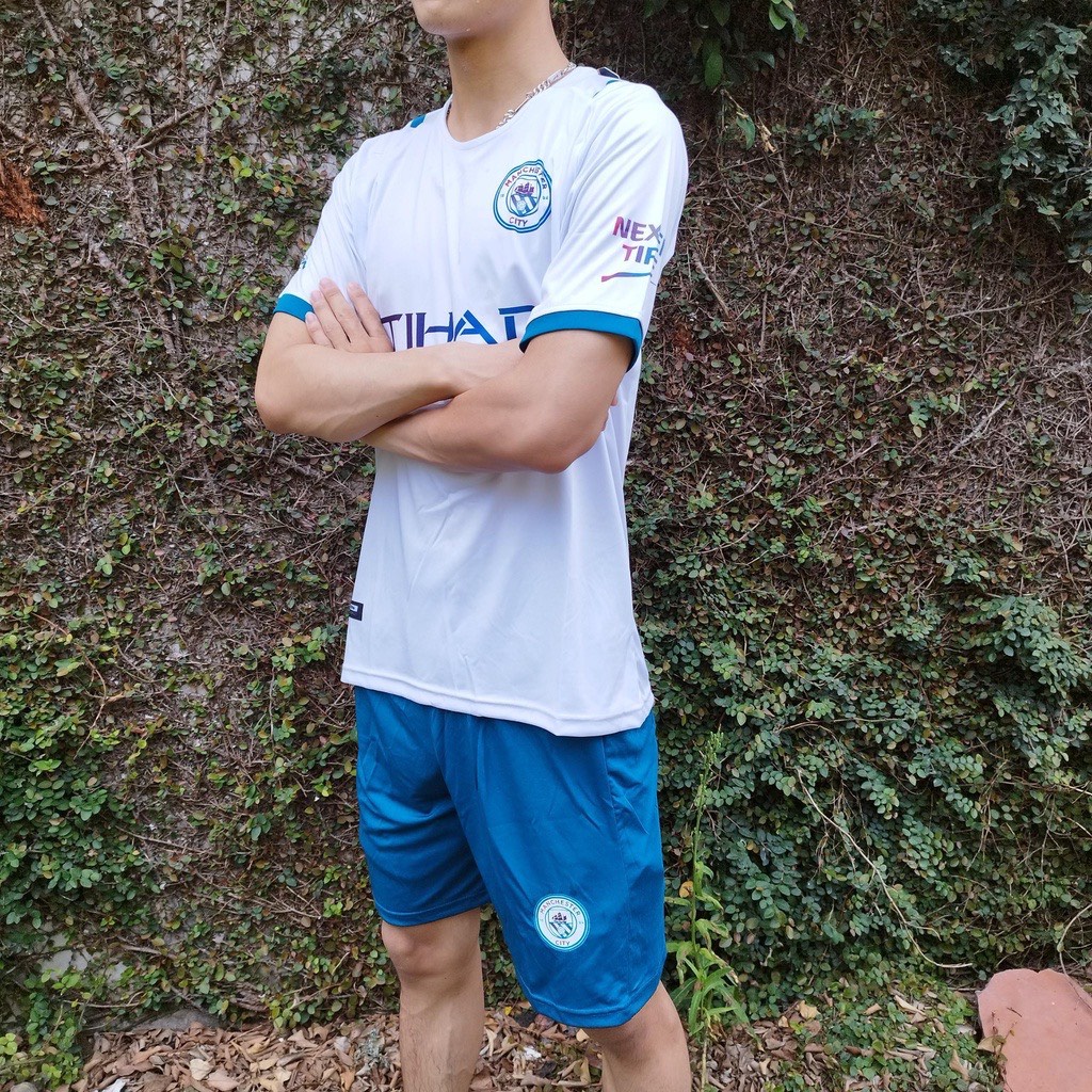 Bộ quần áo M.anchester city trắng , đen thun thái cao cấp