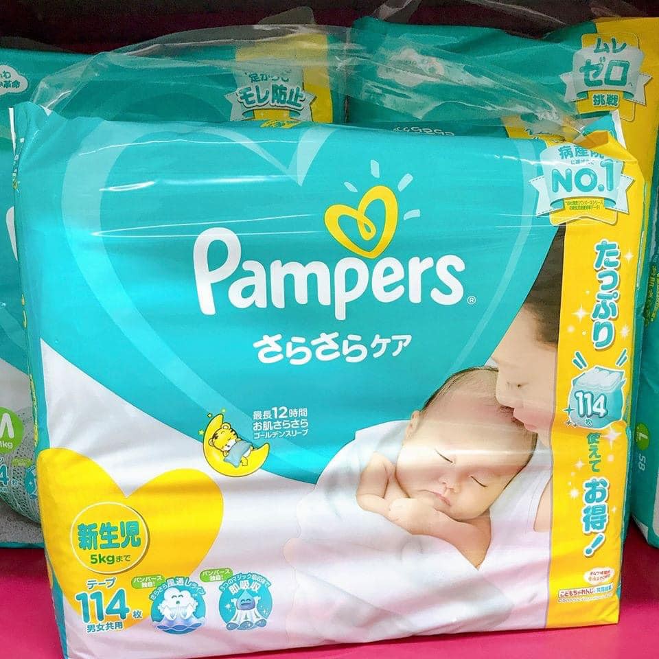Bỉm quần/ dán Pampers size NB114/ S102/ M80/ M74/ L58 / L68/ XL50 / XXL32 nội địa Nhật Bản