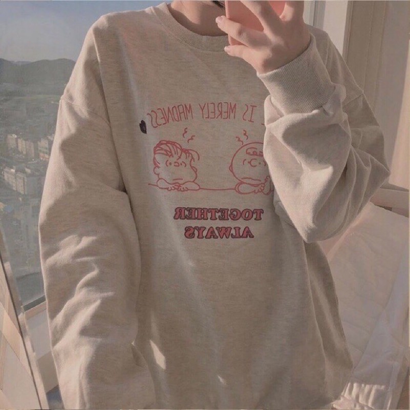 Áo sweater dài tay ulzzang siêu xinh 3 xám, đen, trắng