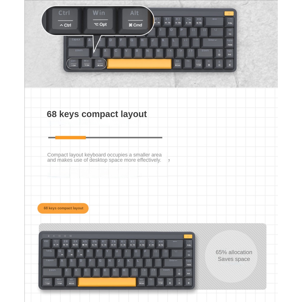 Bàn Phím Không Dây Xiaomi MIIIW POP series Hai Chế Độ Kết Nối bluetooth 68 Phím Z680C