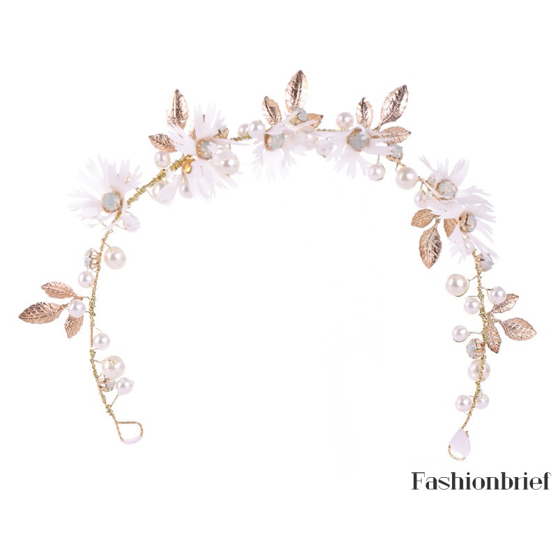 Cài tóc hình bông hoa đính đá và ngọc trai giả phong cách thanh lịch cho nữ