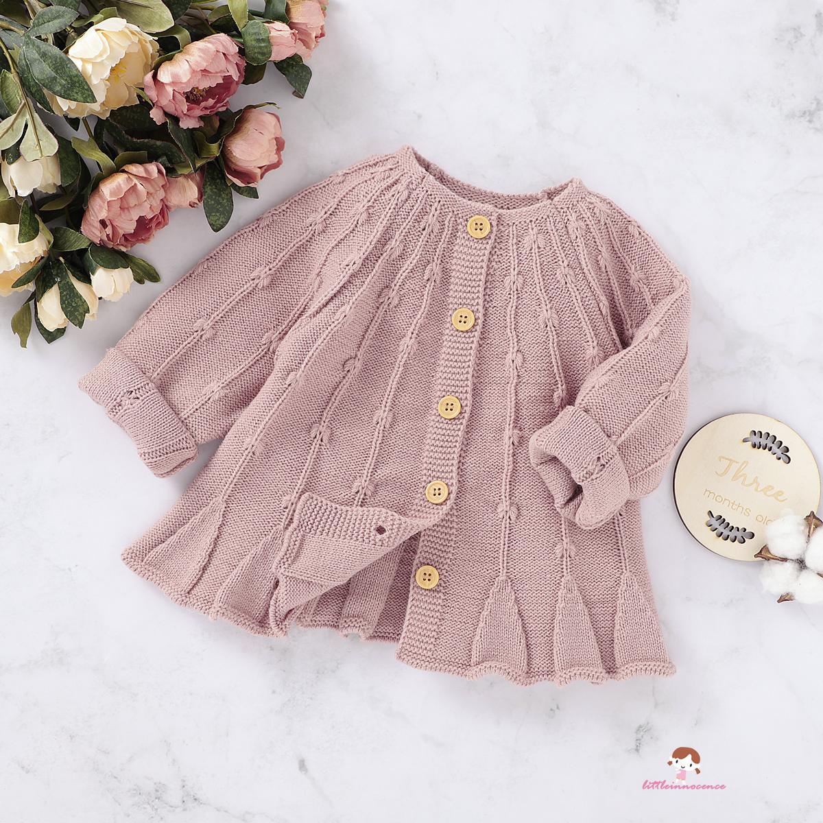 Áo Cardigan Dệt Kim Màu Trơn Đơn Giản Cho Bé Gái Xzq7-0 - 24 Tháng