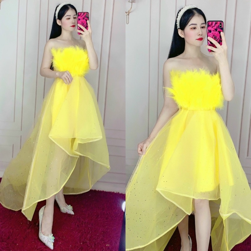 Đầm dự tiêc tầng đuôi tôm đinh lông TRIPBLE T DRESS - Size M/L (kèm ảnh/video thật )