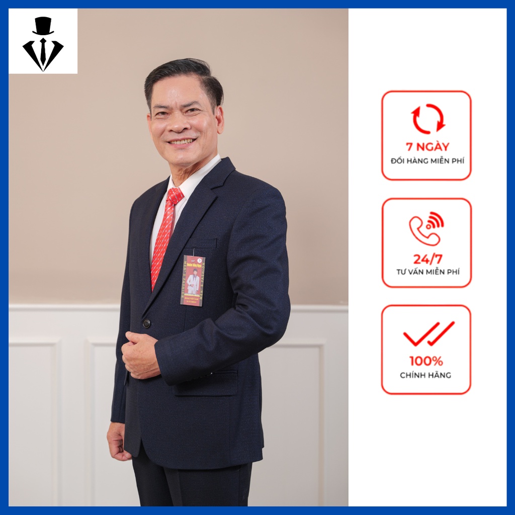 Vest Hồng Ngọc trung niên nam ,vest nam trung niên phong cách quý ông chất liệu nhập khẩu ẤN ĐỘ Cao Cấp ( tặng cà vạt)