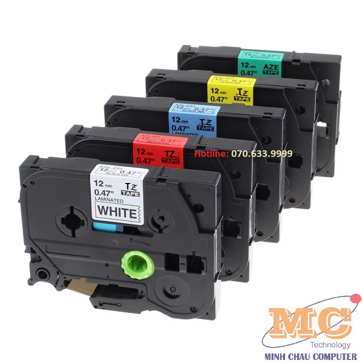 Băng nhãn dùng cho Brother TZF khổ 9mm Chữ đen nền trắng