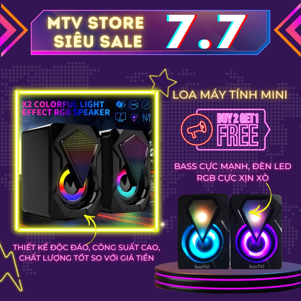 Loa máy tính mini, loa laptop pc để bàn E-1046 led RGB cao cấp, bass cực mạnh - MTV Store