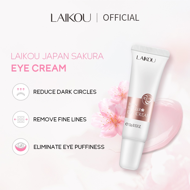 Kem Dưỡng Da Vùng Mắt LAIKOU Giảm Nếp Nhăn Lão Hóa Xóa Mờ Quầng Thâm Mắt 15g