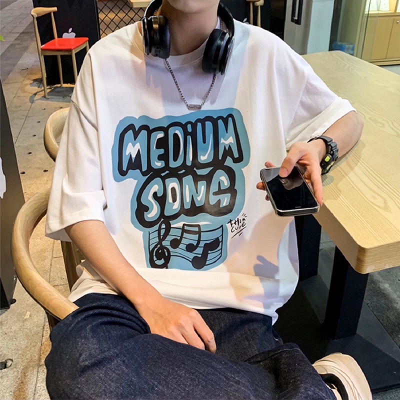 Áo Thun Tay Ngắn Dáng Rộng In Chữ Phong Cách Nhật Bản Thời Trang Mùa Hè Cho Nam Và Nữ size M-5XL