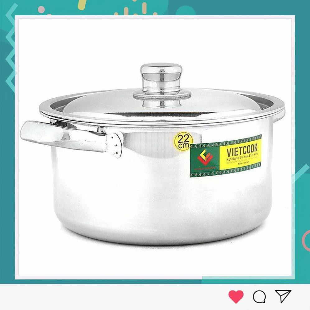 Nồi inox Vietcook nắp inox 3 đáy- size 18cm