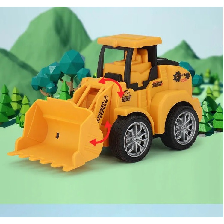 Bộ 6 xe đồ chơi mô hình công trình xây dựng cho bé nhựa an toàn, đồ chơi cho bé trai xe tự lên cót bấm siêu bền