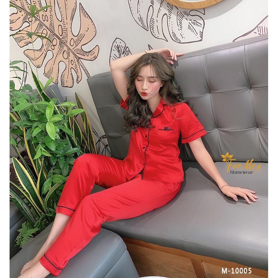 Bộ đồ ngủ, mặc nhà chất Lụa Giấy Luxury NGẮN TAY QUẦN DÀI TRƠN NÉ 10 ,forme pijama