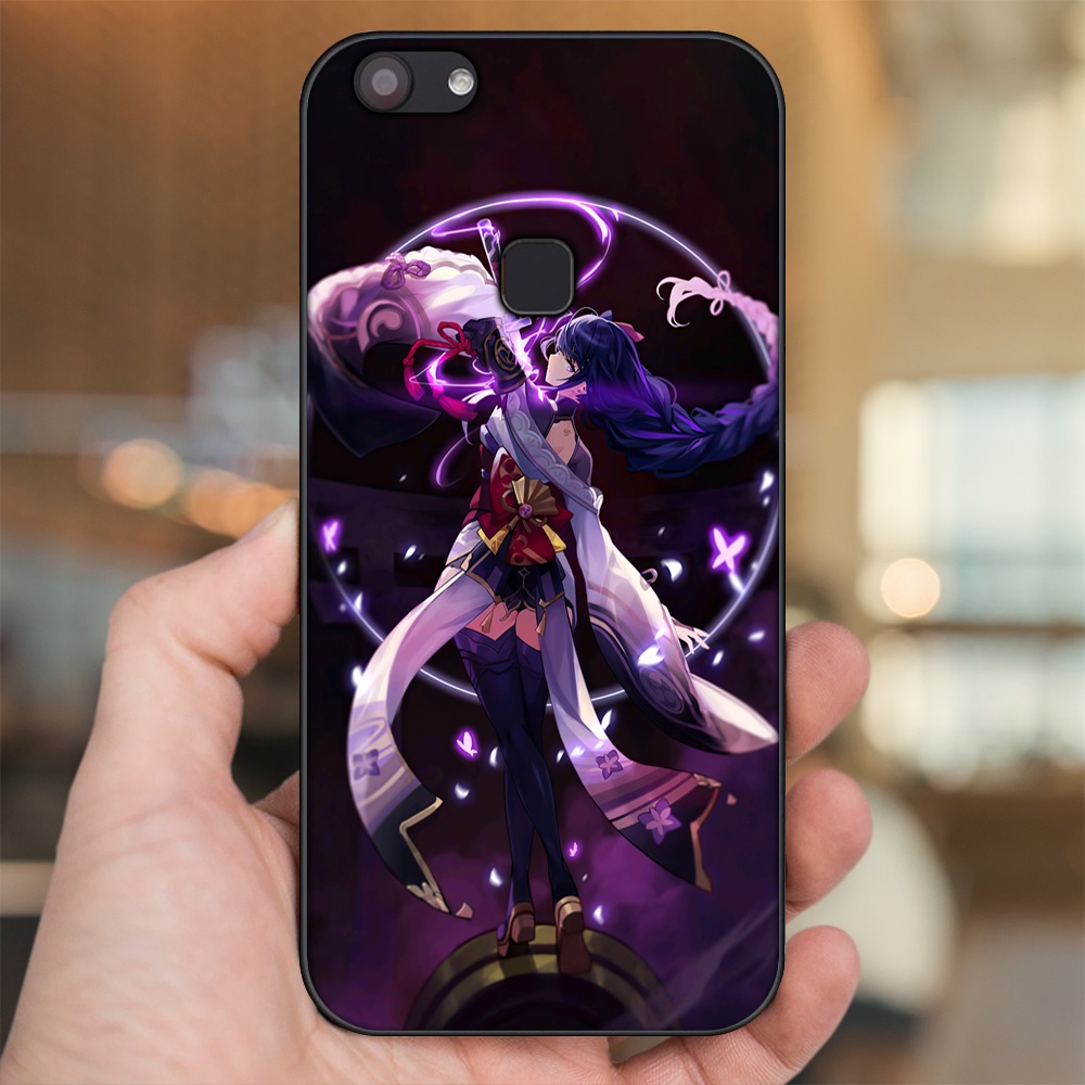 Ốp lưng Vivo V7, V7 Plus viền đen in hình Raiden Shogun Genshin Impact