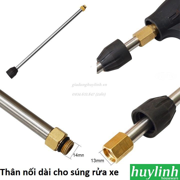 Thân nối dài súng máy rửa xe Ren 14mm - Dài 30cm