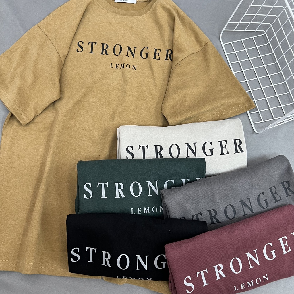 Áo thun tay lỡ nam nữ MEANSTORE phông in hình cotton vải mát form rộng phong cách Ulzzang - Stronger Lemon