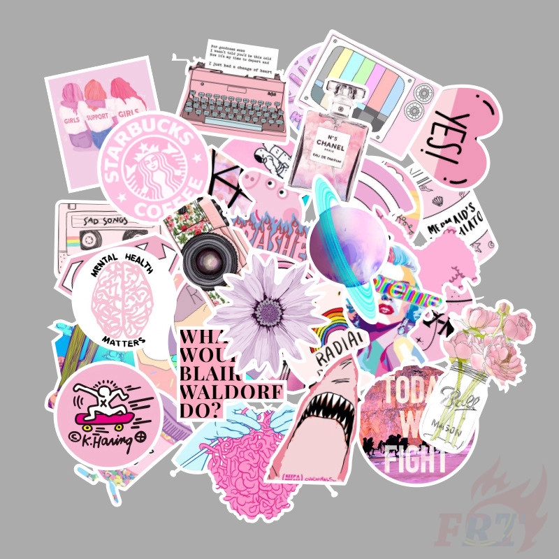 ❉ Ins - Fashion VSCO Romantic Pink Girls Series 01 Stickers ❉ 50Pcs/Set Mixed DIY Luggage Laptop Skateboard Doodle Decals Stickers